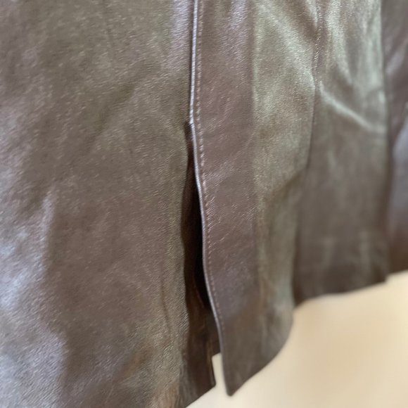 JACLYN SMITH Buttery Soft, Chocolate Brown Genuine Leather Skirt - Picture 4 of 7